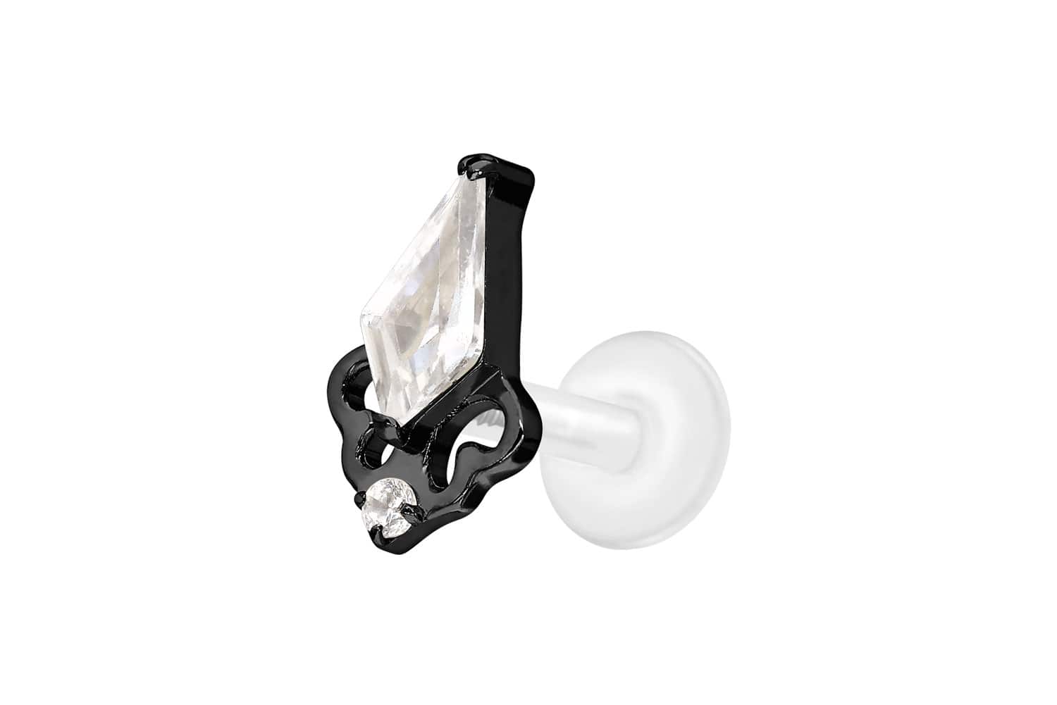 PTFE Labret Piercing mit Innengewinde + Titan-Aufsatz KRISTALLSCHILD